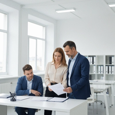 Couple reviewing mortgage documents with a financial advisor, illustrating trust and reliability