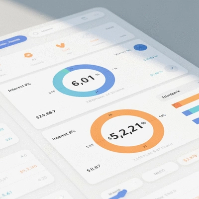 Digital interface showing comparison of interest rates and loan features
